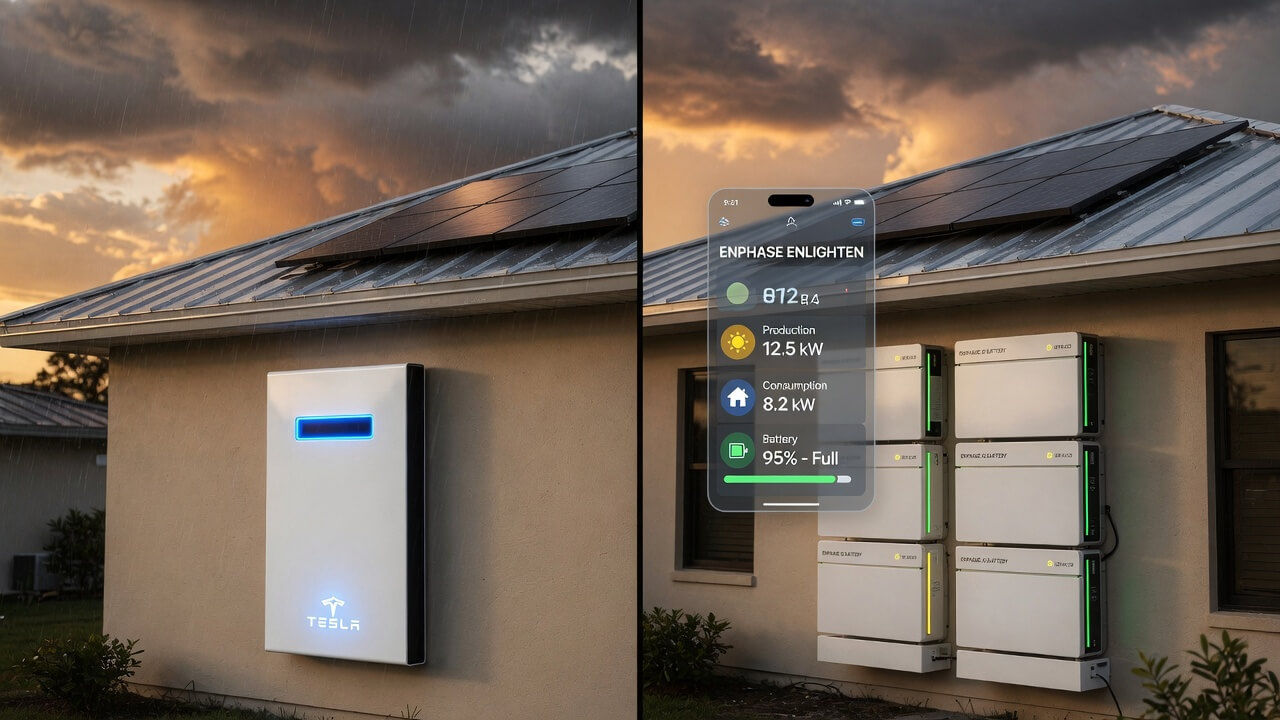 Tesla Powerwall vs Enphase IQ Batteries in Florida 2026: Which One Is Better for Hurricanes & Savings?